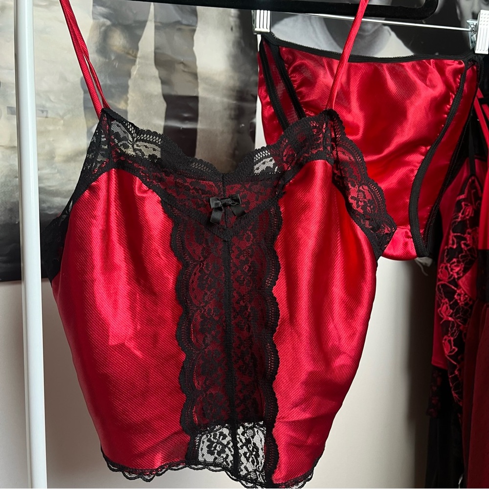 1980s two piece goth lingerie set